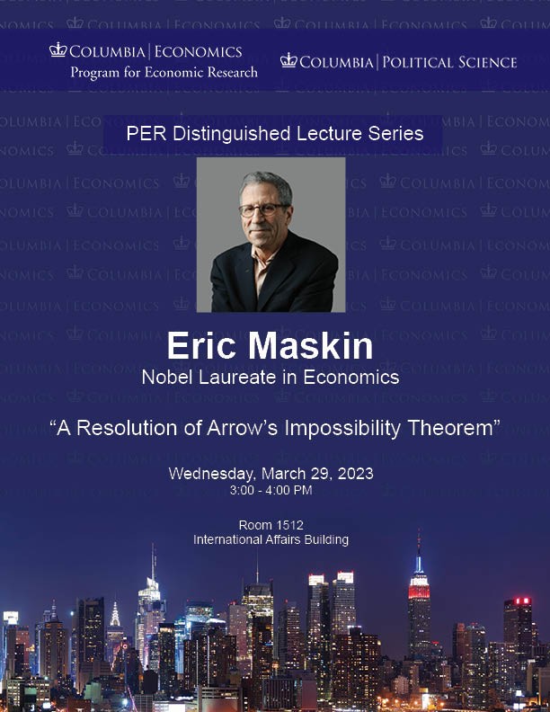 PER Distinguished Lecture with Eric Maskin